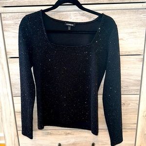 Women’s Black EXPRESS glitter long sleeve shirt